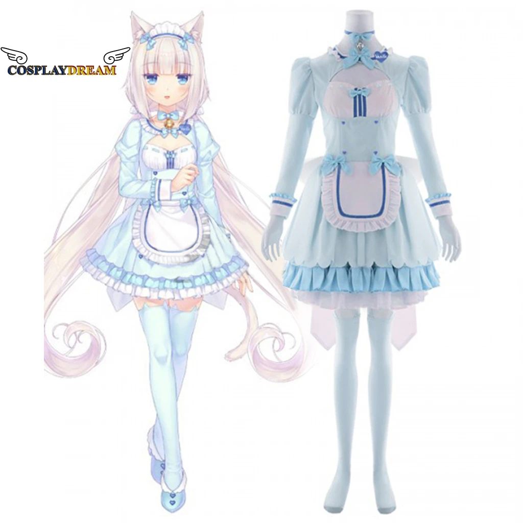 

Игра Nekopara Chocola Ванильная Горничная косплей костюм сексуальный милый синий зеленый Лолита платье Топ Юбка аксессуары Полный комплект