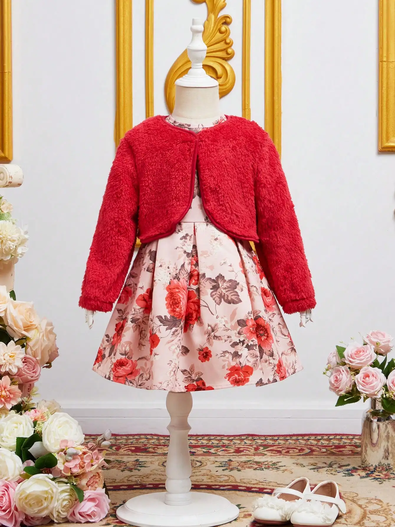 Осенне-зимний комплект принцессы в стиле ретро для девочек 4-6 лет с длинными