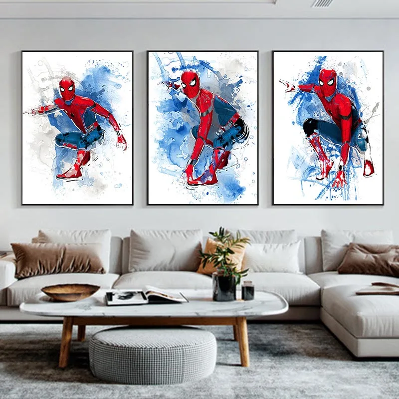

Canvas Painting Poster and Print Superhero Anime Watercolor Spiderman Wall Art Picture Cuadros Home Decoration for Living Room