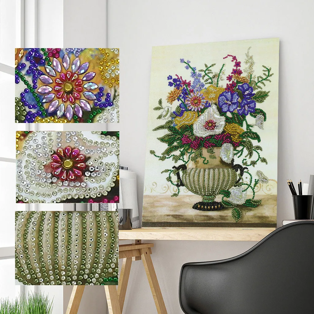 

Special-shaped Partial Drill Exquisite Vase Bouquet 5D DIY Diamond Painting Art Art Abstract Picture Crafts Home Living