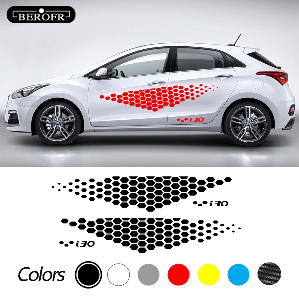 

For Hyundai i30 N LINE Styling Car Door Side Decor Sticker Geometry Graphics Vinyl Decals Auto Body 1set Stripes Accessories