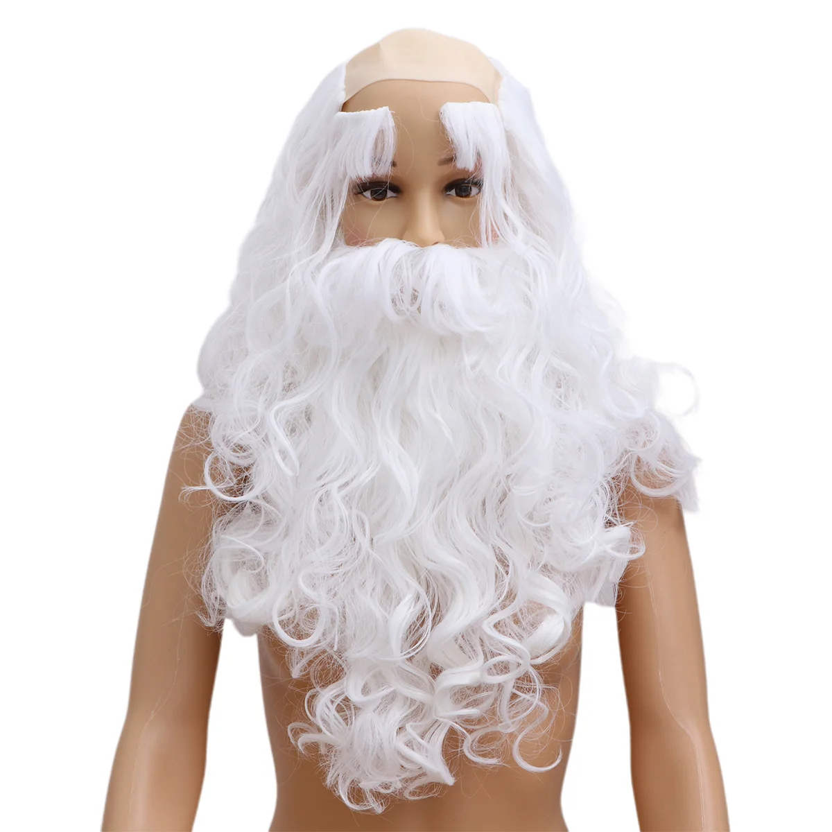 

Santa Clausbeard Set Cosplaycostume White Christmas Propslong Wavy Party Deluxemustache Nikolashalloween Hair Hat
