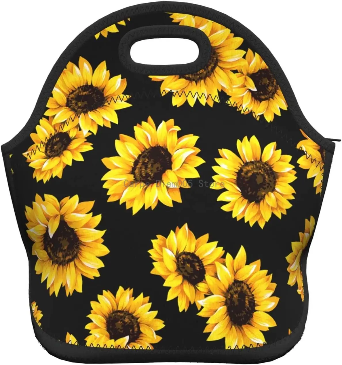 

Neoprene Lunch Bags,Golden Sunflower Reusable Insulated Lunch Tote Bags for Men & Women Work Picnic or Travel