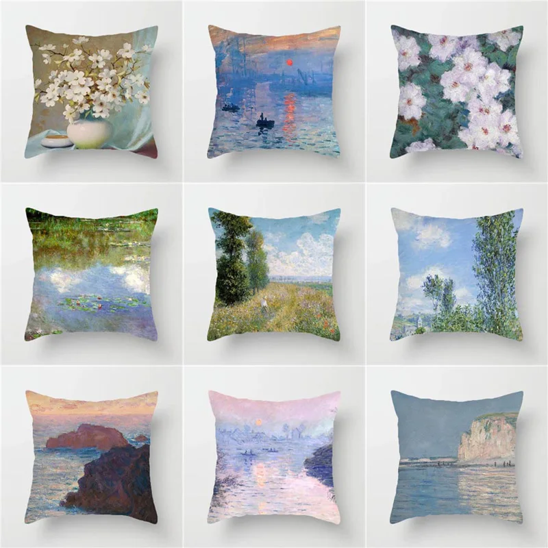 

Fashion Beautiful Landscape Pillowcase Peach Skin Fleece Decoration Sofa Cushion Cover Home Decor Car Pillowcase
