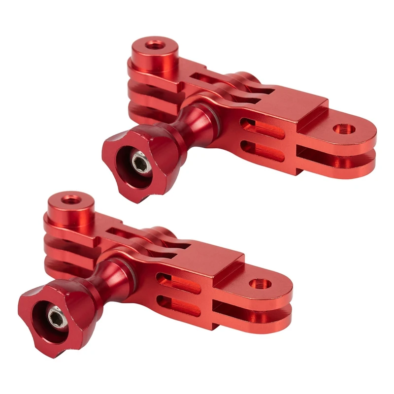

2X CNC Aluminium Alloy Three-Way Pivot Arm Mount Adapter For GOPRO Hero 1 2 3 3+ 4 5 Session/Xiaomi Yi/SJ Red