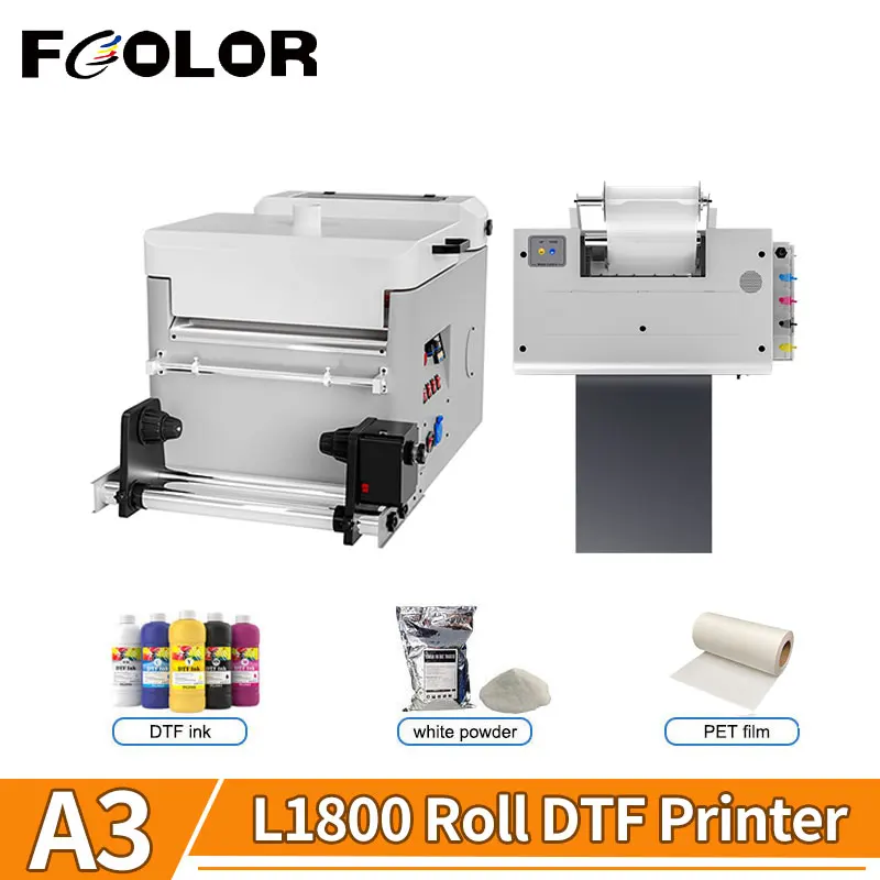 

Fcolor Epson A3 L1800 DTF Printer and 30cm DTF Powder Shaker Machine Work Together for Men Women Tops T-shirts Clothing Printing