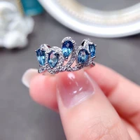 meibapj natural blue topaz fashion ring for women real 925 sterling silver fine wedding jewelry
