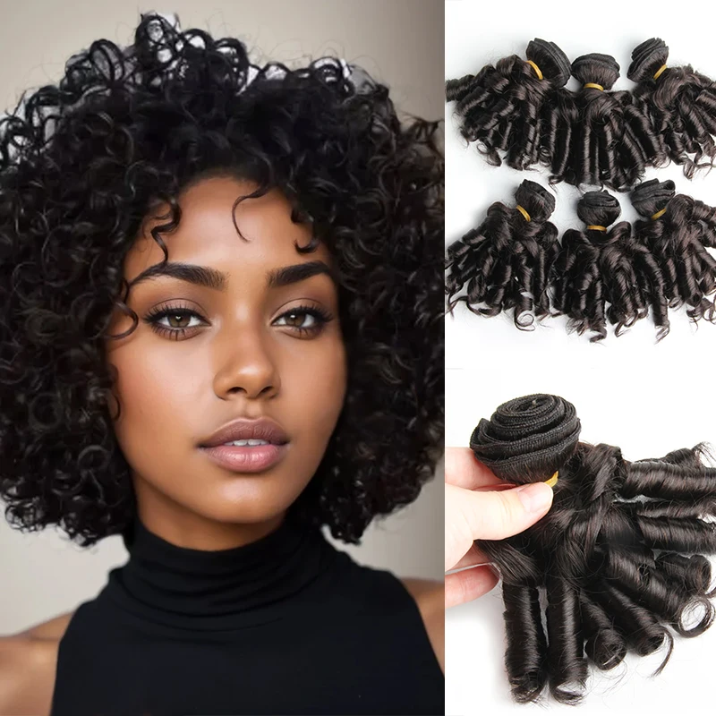 Короткие Волнистые Бразильские Человеческие Волосы 100% Синтетические Вьющиеся