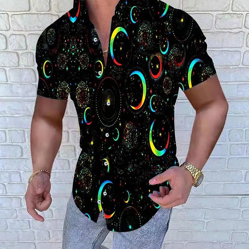 

2022 Men's Shirt For Men Clothing Social Male Blouse Hawaiian Short Sleeve Cardigan Blouses and Button up Luxury Man Wholesale