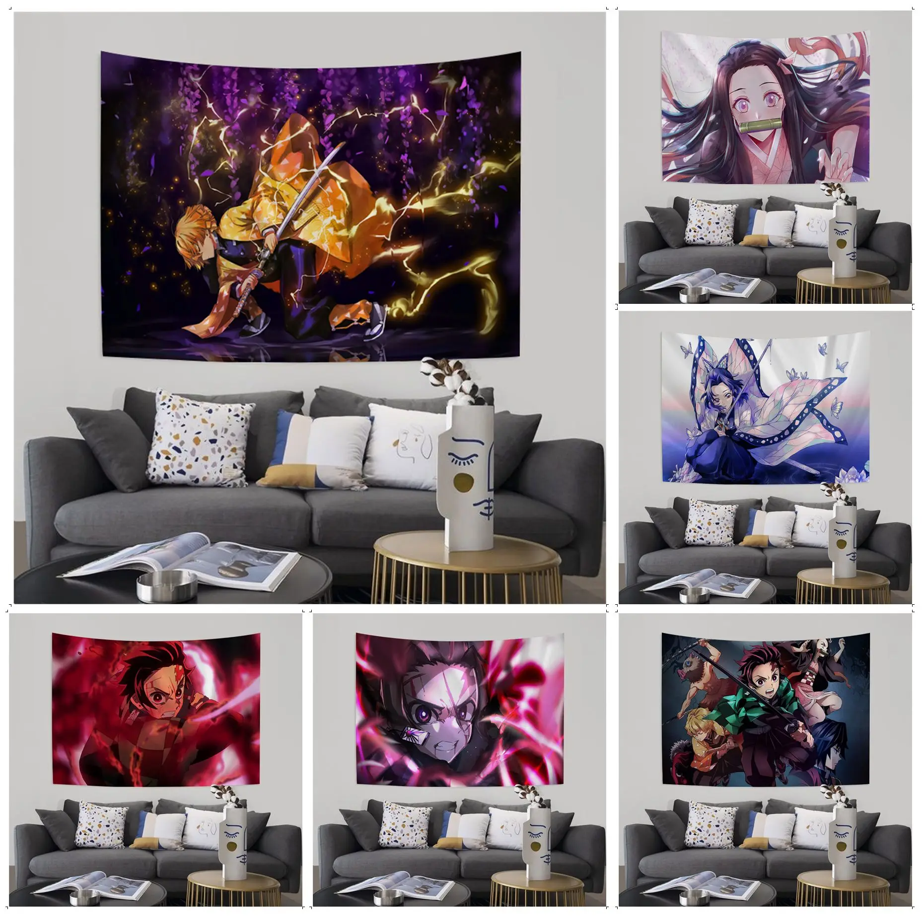 

Demon Slayer Printed Large Wall Tapestry Bohemian Wall Tapestries Mandala Wall Hanging Sheets