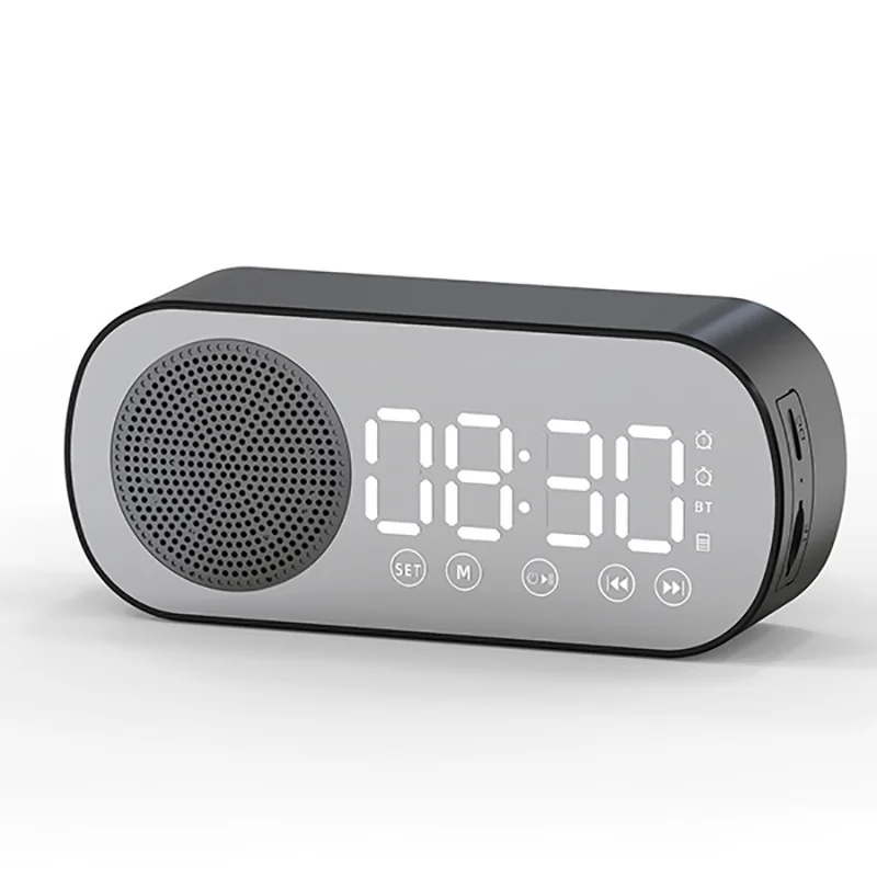 

New Wireless Bluetooth Speaker Clock Dual Alarm Support TF Card FM Radio Soundbar HIFI Music Box Soundbar Surprise price Fashion