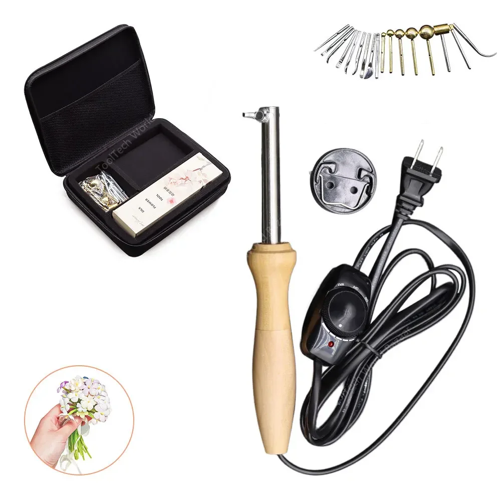 Импортный двухслойный внутренний пирографический набор 220 В 17 головок 22 головки