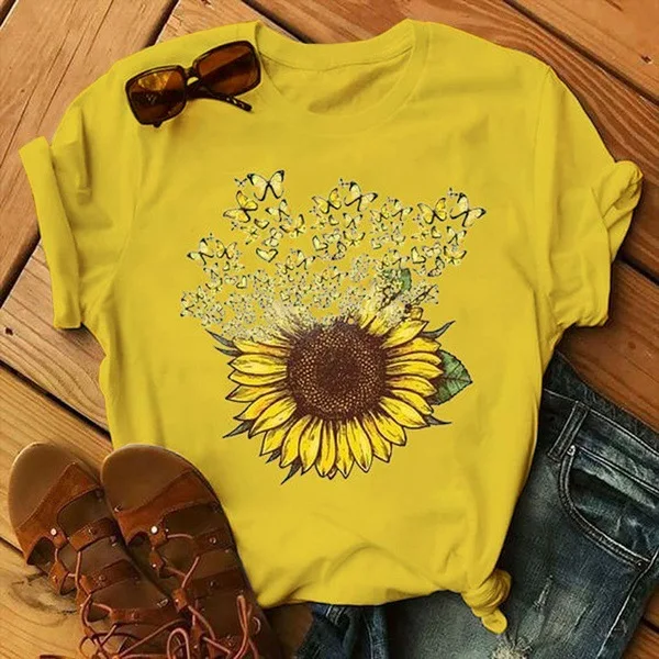 2022new Spring and summer 2021 color matching round neck short sleeve T-shirt for girls Cotton
