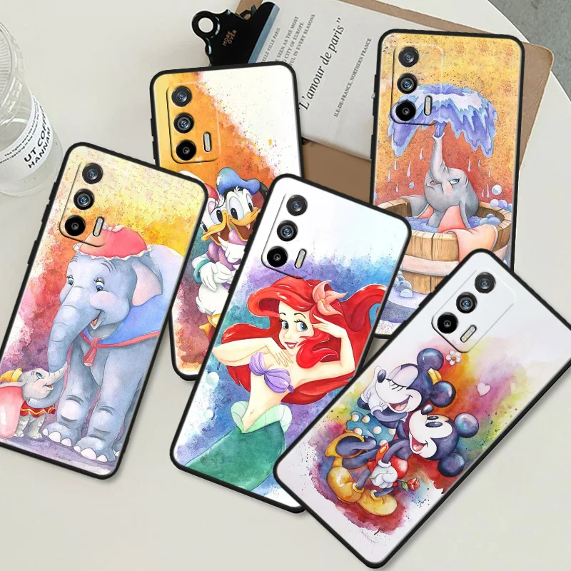 

Colorful Disney Mickey Phone Case For OPPO Realme Q5i Q5 Q3S 10 9i 8i 7i 6 5 Narzo 50i 50A 50 30 Pro Plus Black Cover