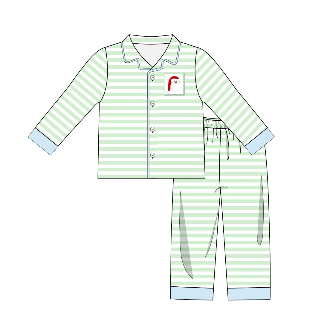 

2pcs Baby Girls Clothes Pure Cotton Outfits Santa Embroidery Floral Pattern Long Pants Children Boutique Clothing