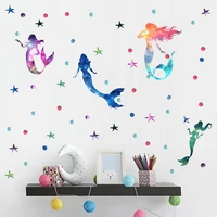 hot selling star mermaid wall stickers creative childrens cartoon ins style bedroom home background wall decoration pvc sticker