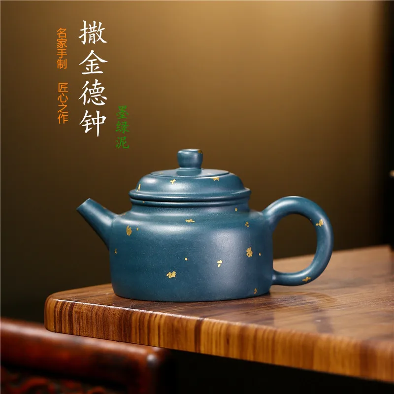 

Yixing, Фиолетовый глиняный горшок, оригинальный обработанный сырой минерал, темно-зеленая грязь, рассеянный Золотой дежун, изысканный чайный набор, подарок