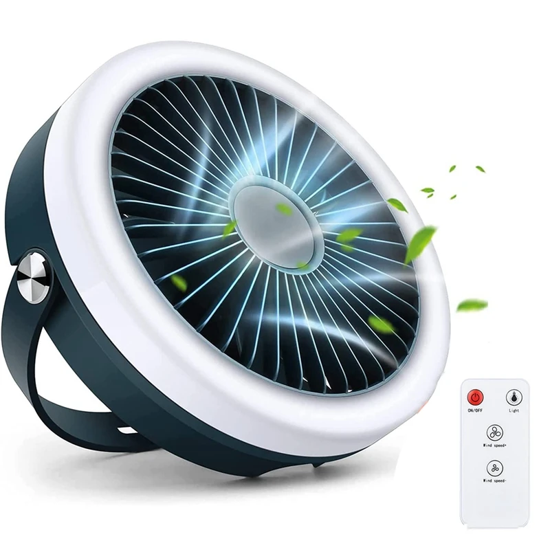 

Desk Fan, USB Rechargeable Portable Fan, Camping Fan With Adjustable Ring LED Lights For Bedroom, Home, Office