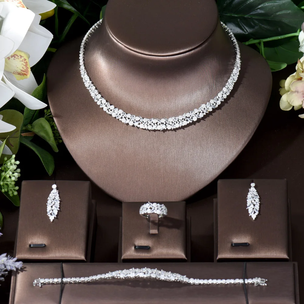 Fashion Vintage African 4PCS Bridal Jewelry Sets Hotsale Dubai Full Micro Pave Set For Women Wedding Party Accessories N-500