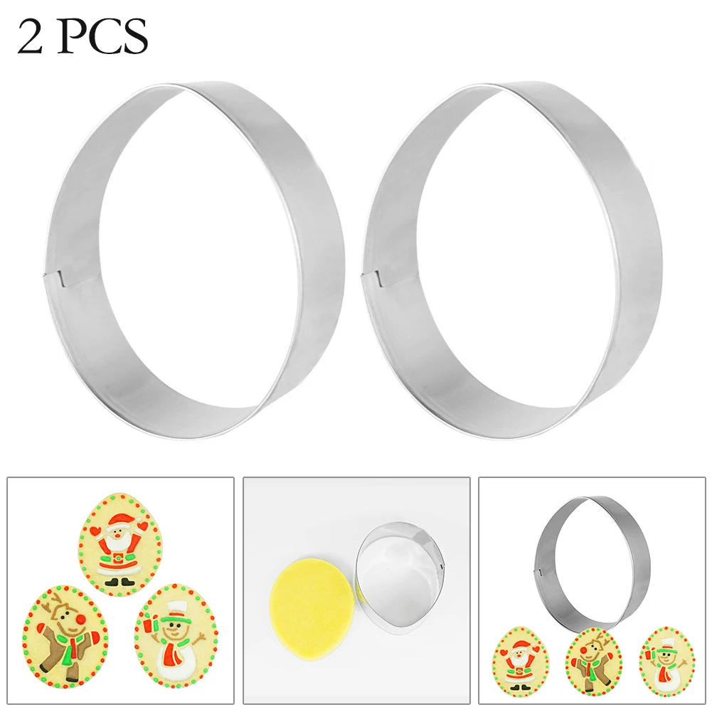 

2PCS Easter Cookie Mould Cutters Stainless Steel Non-Stick Eggs Mould For DIY Easter Cookie Dough Cakes Cheese