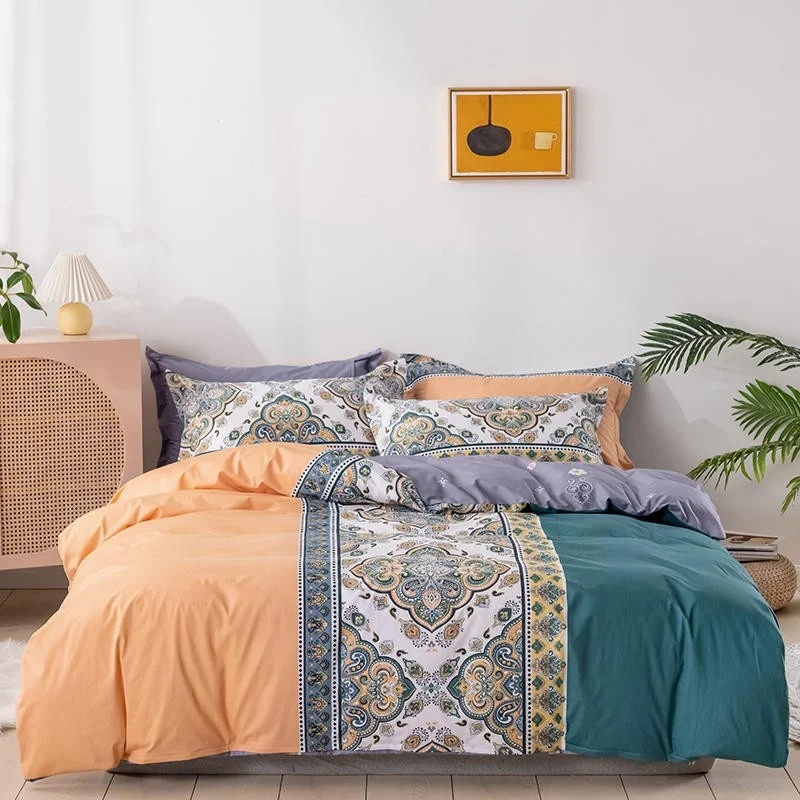 

100%Cotton Soft Duvet Paisley Bohemian Bedding Set Bed Sheet Comforter Cover Pillow Shams 4Pcs Queen King size