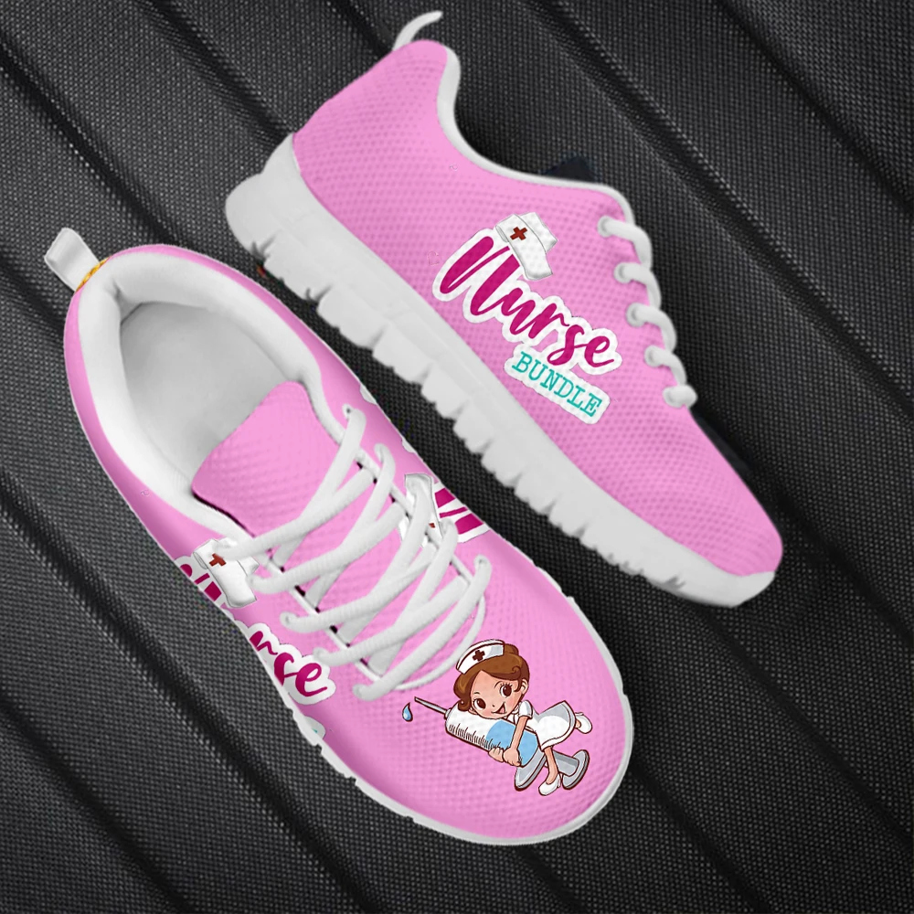2023 Fashion Women's Nurse Sneakers Breathable Autumn Flat Shoes for Female Design Casual Lace up Walk Shoes Lightweight Zapatos