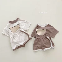 infant childrens clothing cartoon bear casual short sleeved suit summer baby cute and comfortable t shirt shorts