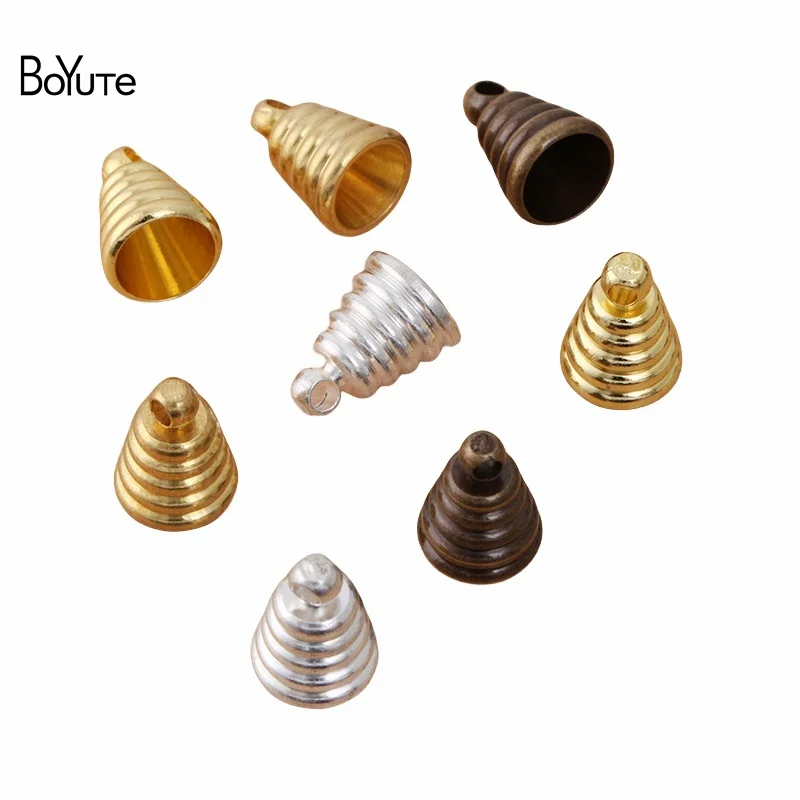 

BoYuTe (100 Pieces/Lot) 8*9MM Brass Thread End Stopper Cap Clasps Diy Handmade Jewelry Accessories