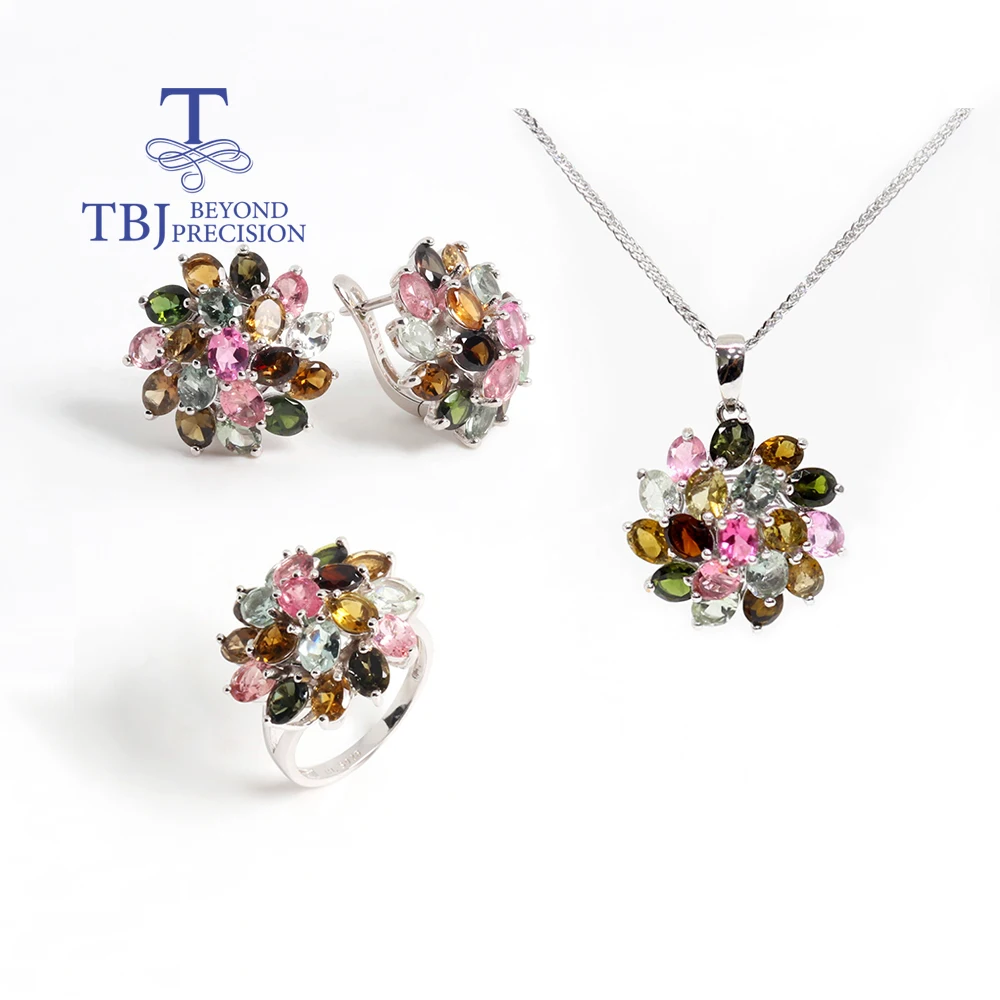 Роскошный элегантный комплект ювелирных изделий из натурального многоцветного