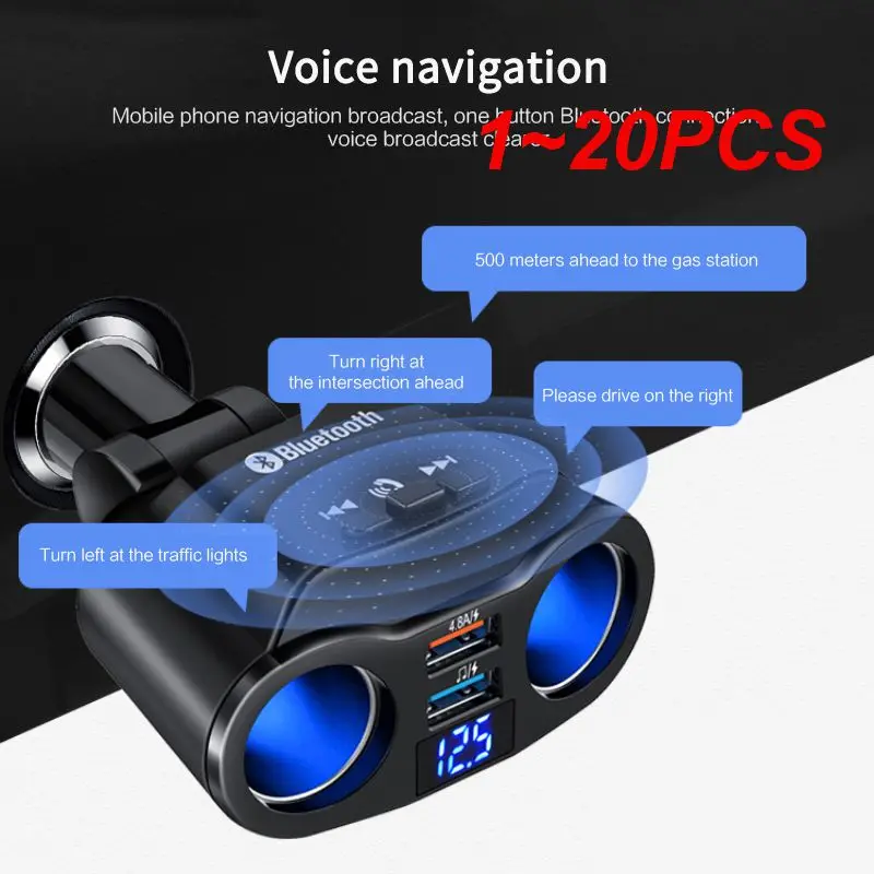 

1~20PCS Dual USB Car Charger 2 Port LCD Display 12-24V Cigarette Socket Lighter Fast Car Charger Power Adapter With FM+