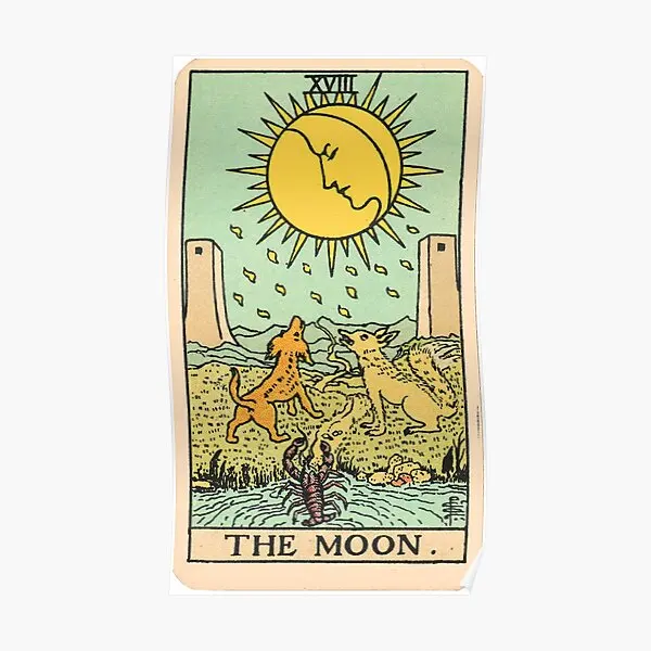 

Карта Таро, луна, плакат, украшение, печать на стене дома, винтажный декор, Фреска, искусство, смешное искусство, без рамки