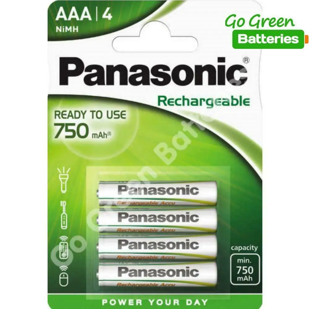 

4 x Panasonic AAA 750 mAh Rechargeable Batteries RTU NiMH LR03 HR03 DC2400 Phone