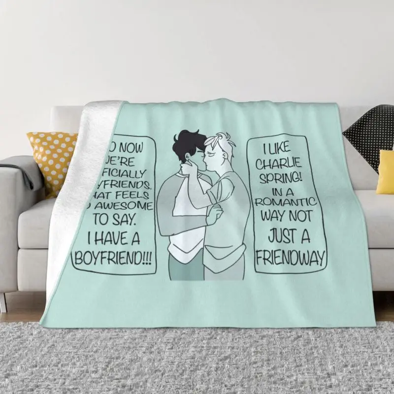 

Heartstopper TV Series Blankets for Bed Couch Bedspread Warm Flannel Christmas Morning With Nick And Charlie Throw Blanket