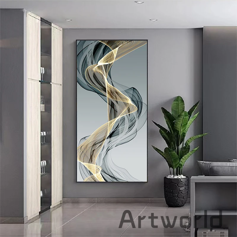 

Роскошная абстрактная лента, холст, картина, скандинавские плакаты и принты, настенные картины для гостиной, спальни, Современный домашний ...
