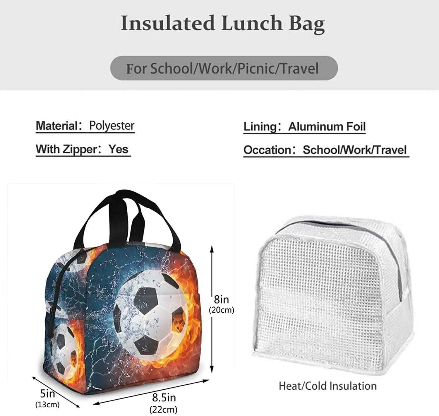 Многоразовый Ланч-бокс для мужчин и женщин Термосумка с изоляцией футбольных