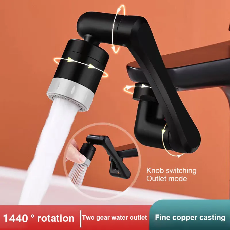 

Full Copper Universal 1080 °Swivel Robotic Arm Swivel Extension Faucet Aerator Kitchen Sink Faucet Extender 2Water Flow Mode