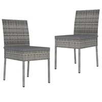Outdoor Patio Dining Chairs Deck Porch Outside Furniture Set Garden Lounge Decor 2 pcs Poly Rattan Gray