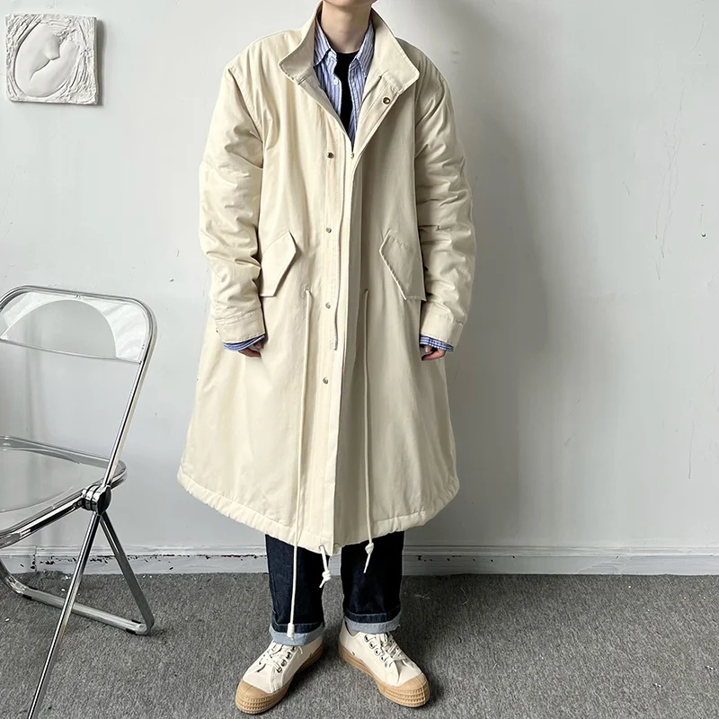 Winter Thick Long Coat Men Warm Fashion Oversized Trench Coat Men Korean Loose Thickened Windbreaker Jacket Mens Overcoat M-XL