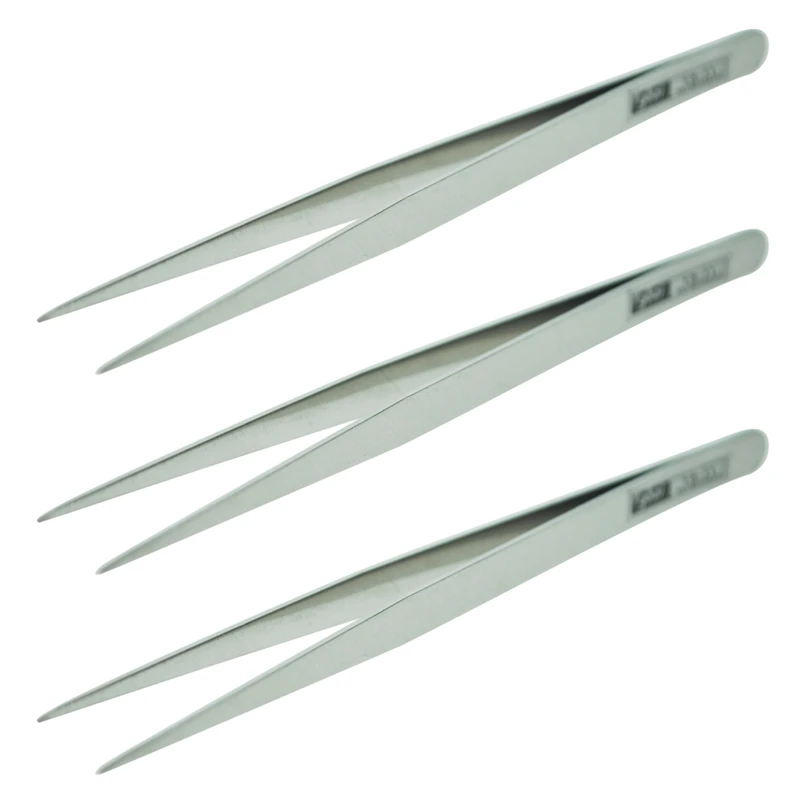 

3Pcs 5.1 Inch Long Silver Tone Stainless Steel Extra Fine Pointed Tweezers