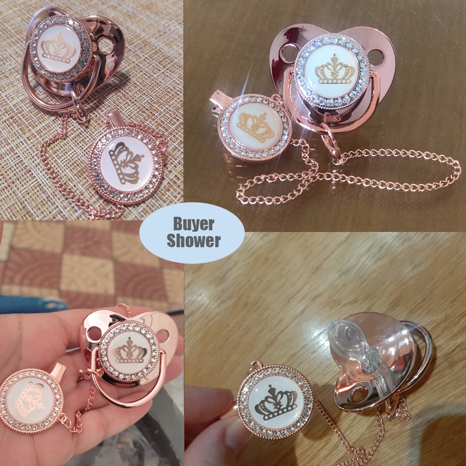 2022 зажимы для соски-пустышки новорожденных розовое золото блестящий