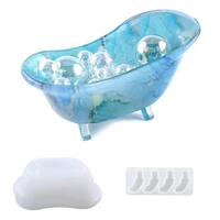 DIY Crystal Epoxy Resin Mold Bathtub Soap Box Storage Tray Mirror Silicone Mold Resin Casting Tool for Crafts Decors Ornament