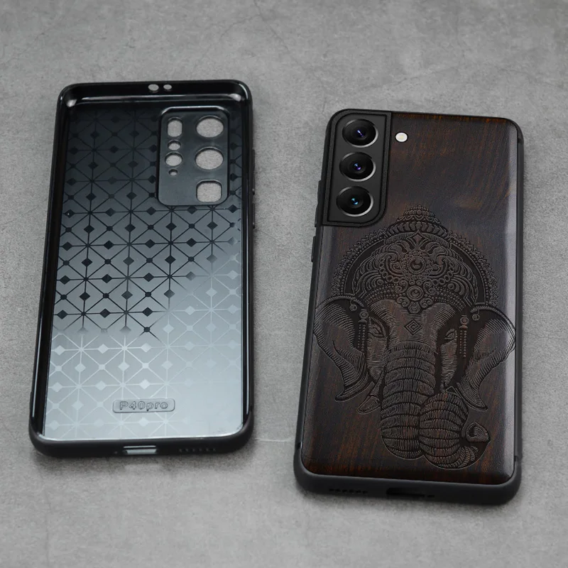 Elewood For Samsung Galaxy S22 Ultra Plus Wood Case Carved Wooden Cover Shell Thin Accessories Original Luxury Cases |