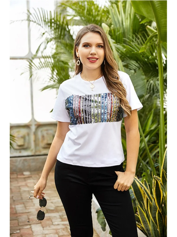 Plus size women dress, fat sister, slim, meat-covered T-shirt, printed short sleeves plus size feminino T-Shirts
