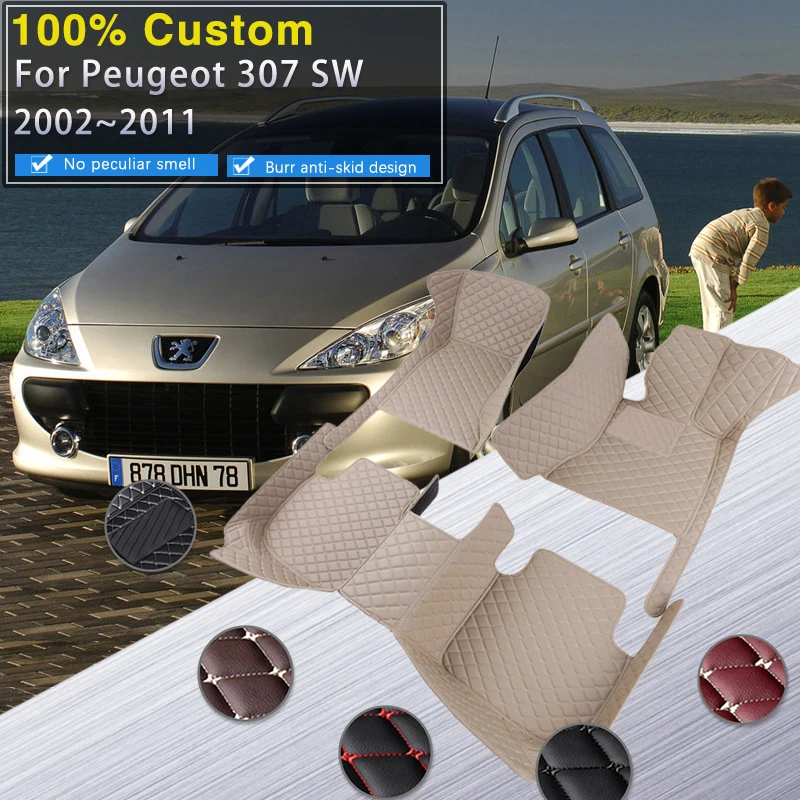 

Car Floor Mats For Peugeot 307 SW 2002~2011 Waterproof Pad Rug Luxury Leather Mat Durable Carpets Interior Parts Car Accessories