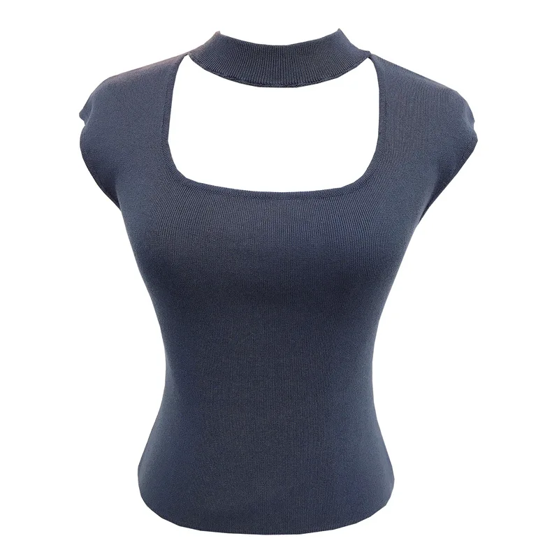 Топ с рукавами Flng женская летняя облегающая трикотажная рубашка квадратным