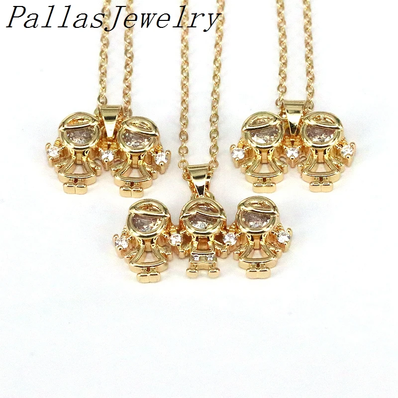 

10Pcs,Trendy Crystal CZ Micro Pave Girl Kids Children Necklaces for Women Copper Gold Plated Necklace Dainty Jewelry Gifts