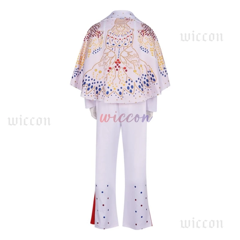 Костюм Элвиса для косплея аниме Presleley Rocker униформа выступлений парик очки