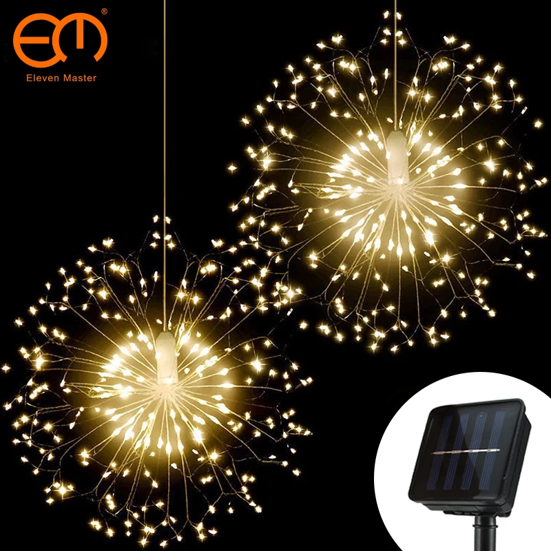 

120/180 LED Solar Light Outdoor Lamp String Light Firework Copper Fairy Garland Xmas Lights Outside Twinkle Lamp Party Decor