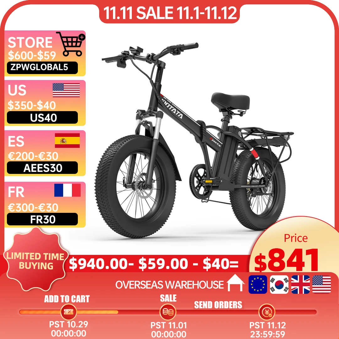 

1000W 48V 12.8Ah Ebike Bicycle Electric Bike Portable Fold Mountain Ebike 20 Inch Wheel With Lockable Suspension Fork