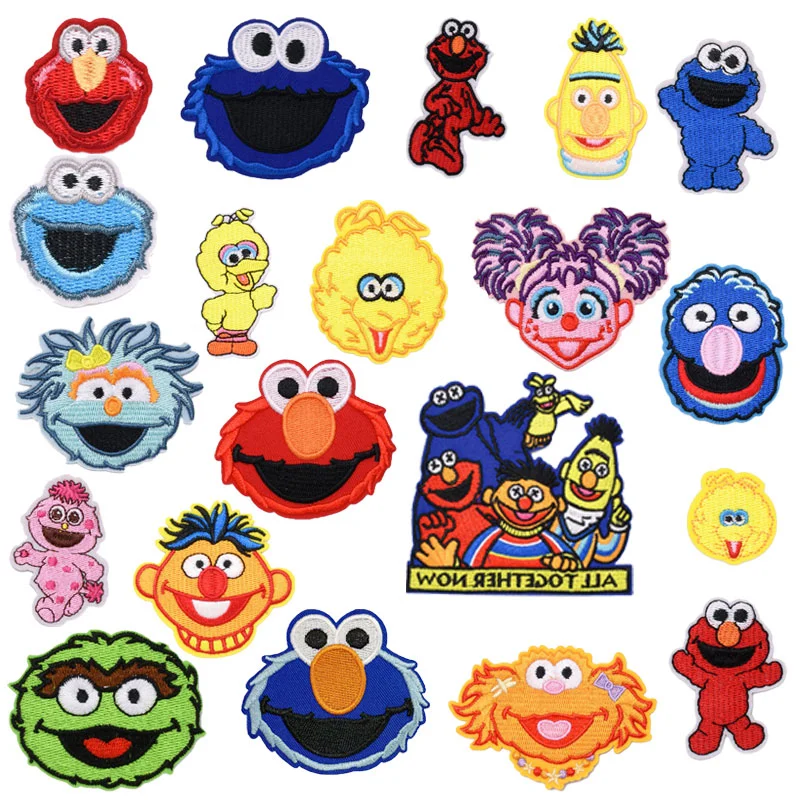 Аниме-наклейка Улица Сезам нашивка для глажки вышивка Термотрансферная наклейка